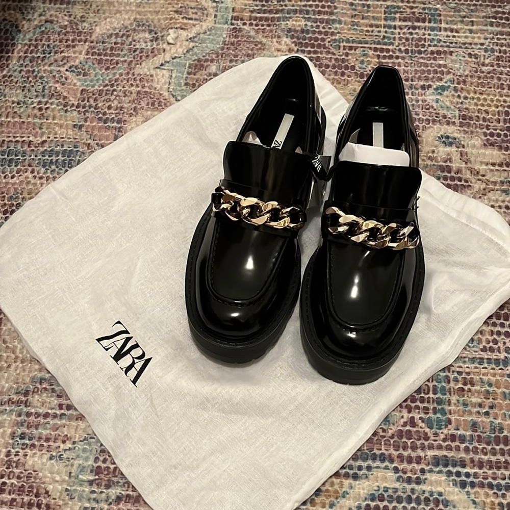 ZARA chunky chain loafers
